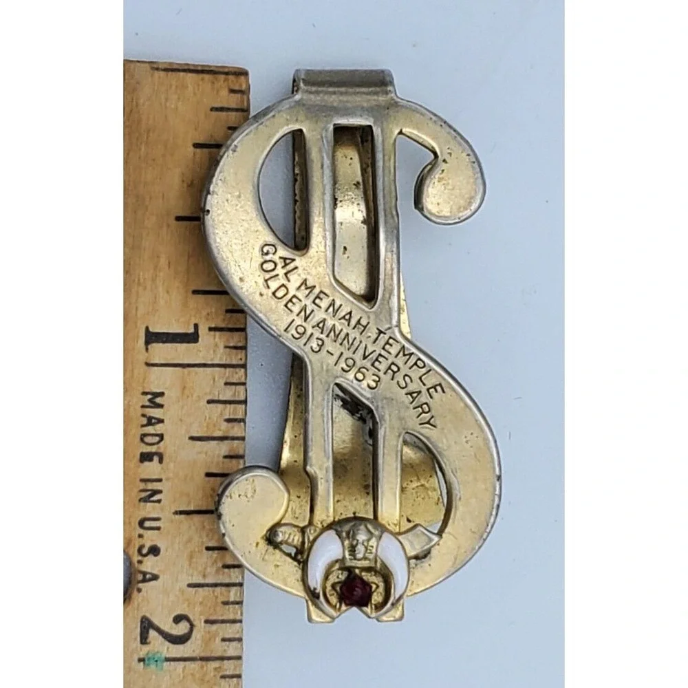 Nashville Masonic Temple 1913-1963 Anniversary Al Menah Scimitar $ Money‎ Clip